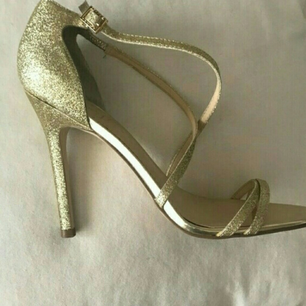 Ivanka Trump Gold Glitter Strappy Sandals
